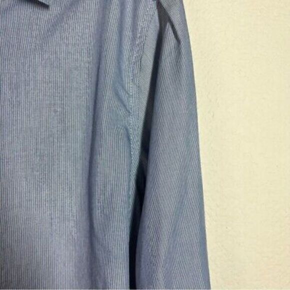 Perry Ellis Slim Fit Mens Pinstripe Button Up Shirt Size 15 Long Sleeve Blue - Picture 3 of 6